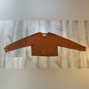 Women’s Double Zero Orange Acid Wash Cropped Shirt S